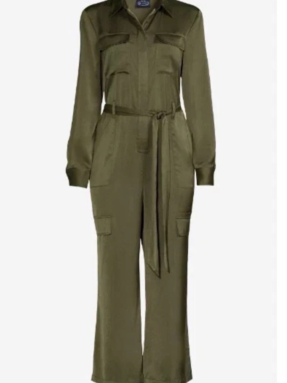 SCOOP WOMENS SATIN JUMPSUIT W/ WIDE LEG NEW SIZE Large 12/14 OLIVE GREEN